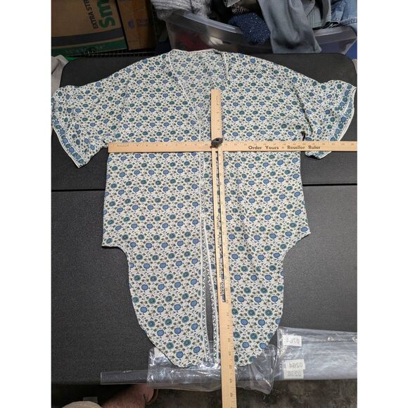 Max Studio Blue Kimono Sleeve Tie-Front Blouse Print Bell Sleeve Women's Small - Picture 3 of 3